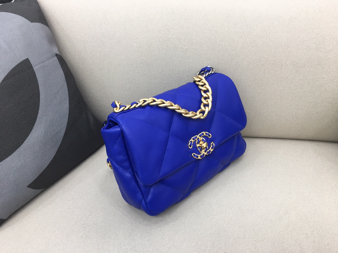 Lambskin 19 Handbag Flap Bag AS1160 Blue